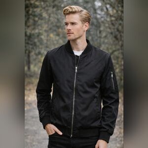 New Bernardo Classic Black Bomber Jacket